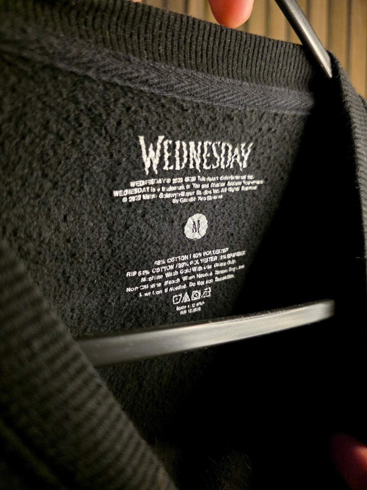 Wednesday Sweatshirt Gothic Portrait Knife Graphic Black Medium