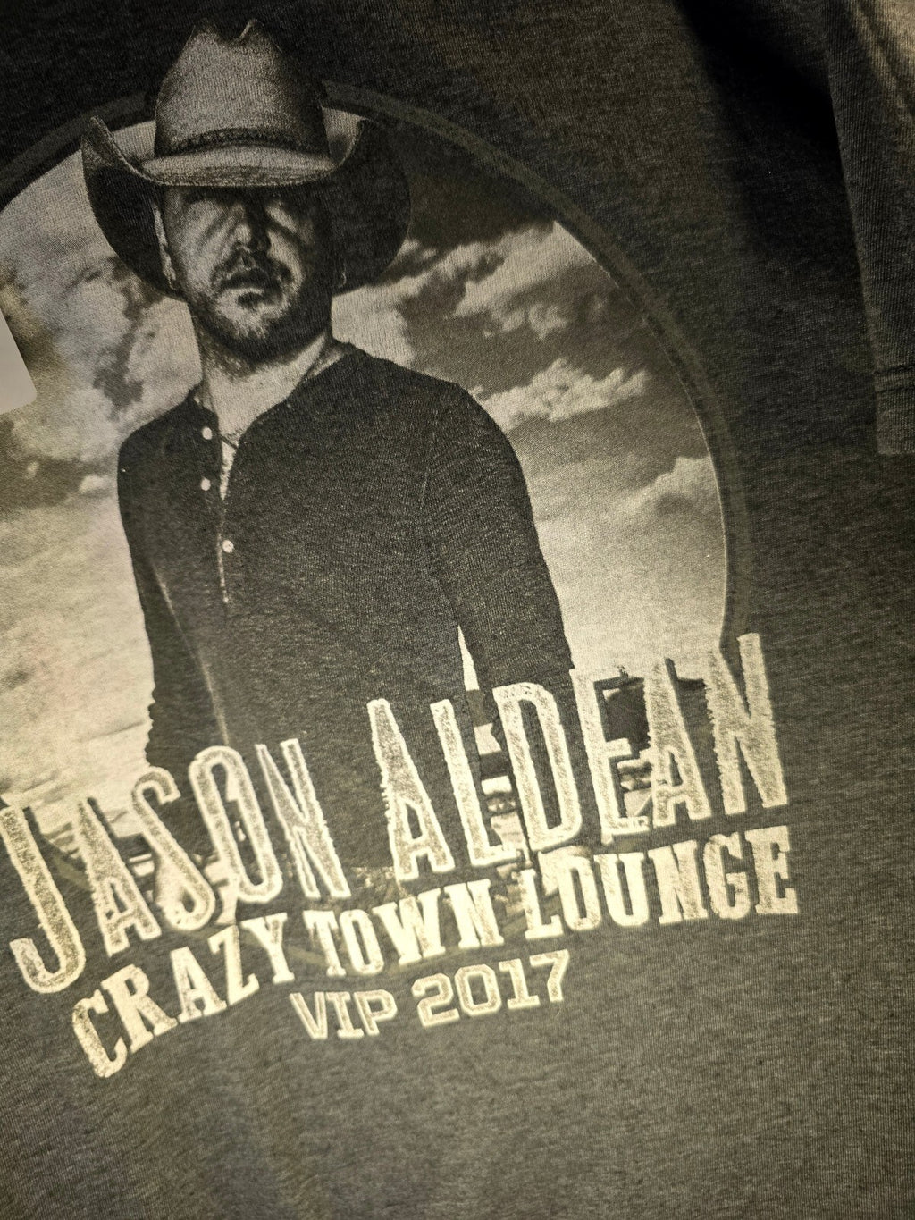 Jason Aldean Crazy Town Lounge VIP 2017 Grey Tour T-Shirt Size L