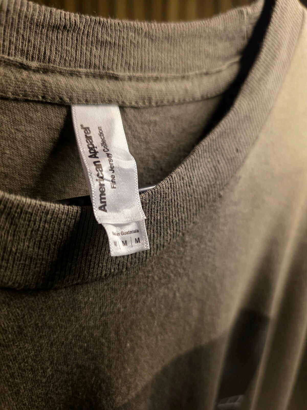 American Apparel Concert Line Graphic T-Shirt Olive Green Medium