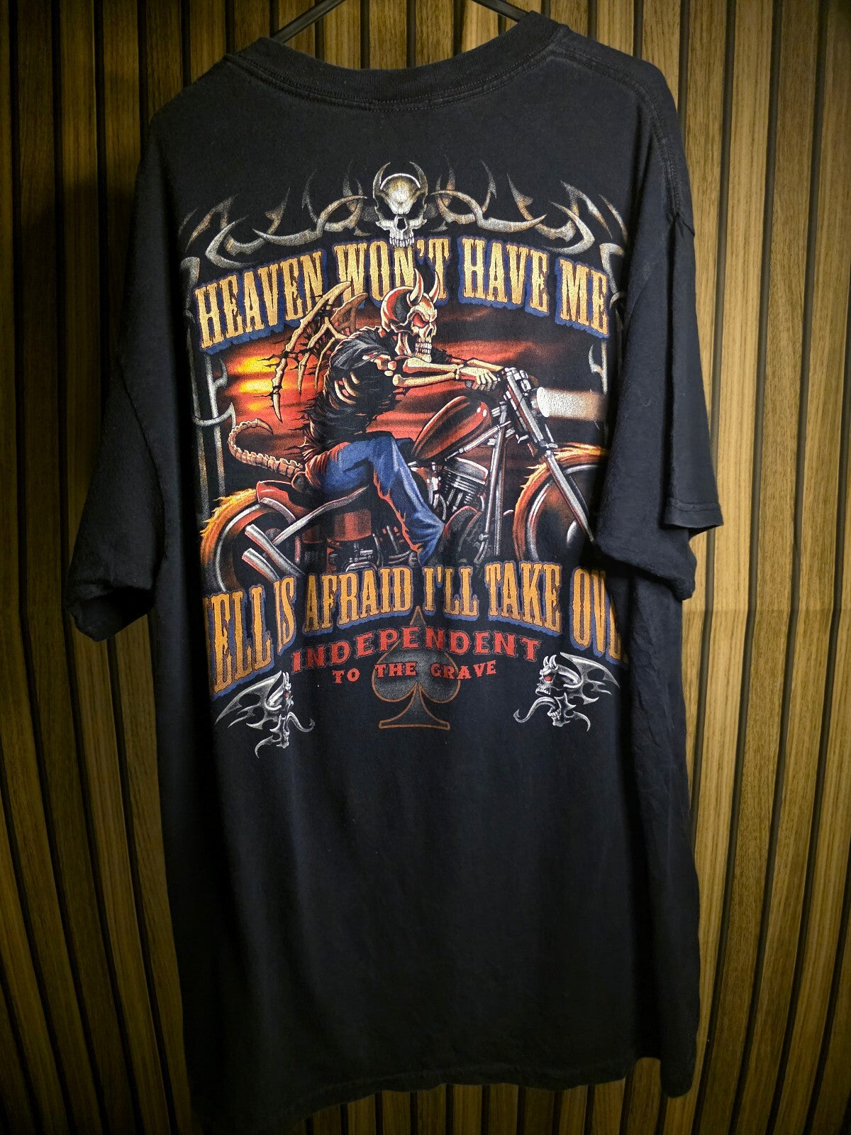 RARE Y2K Vintage Liquid Blue Motorcycle Biker Independent To The Grave Size XL