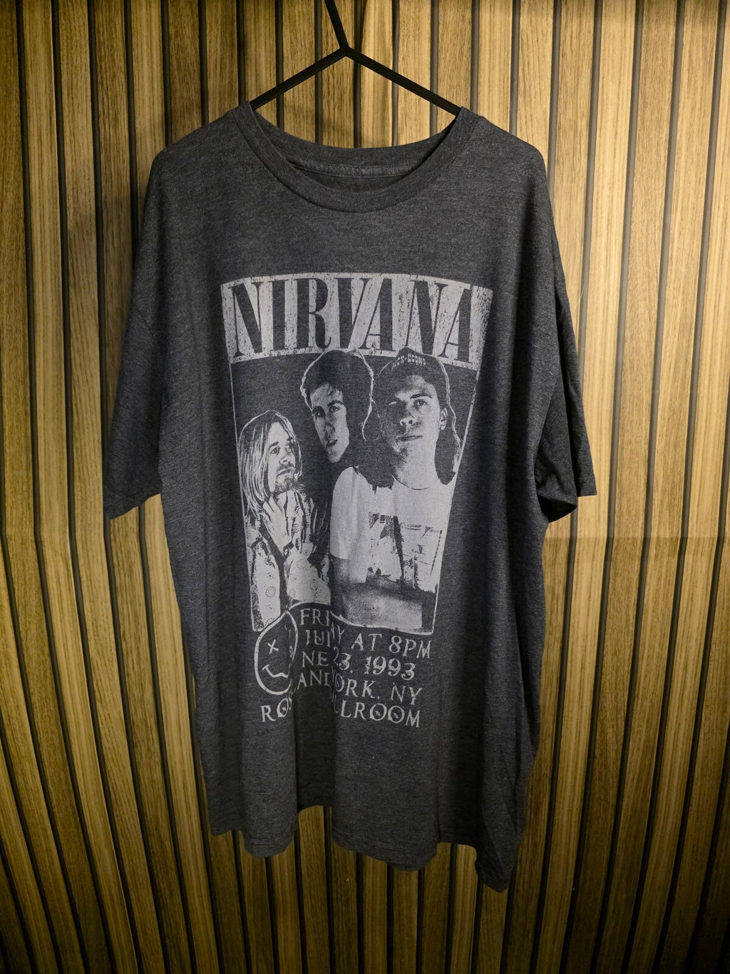 Nirvana Band T-Shirt 1993 Tour Graphic Charcoal Grey Medium