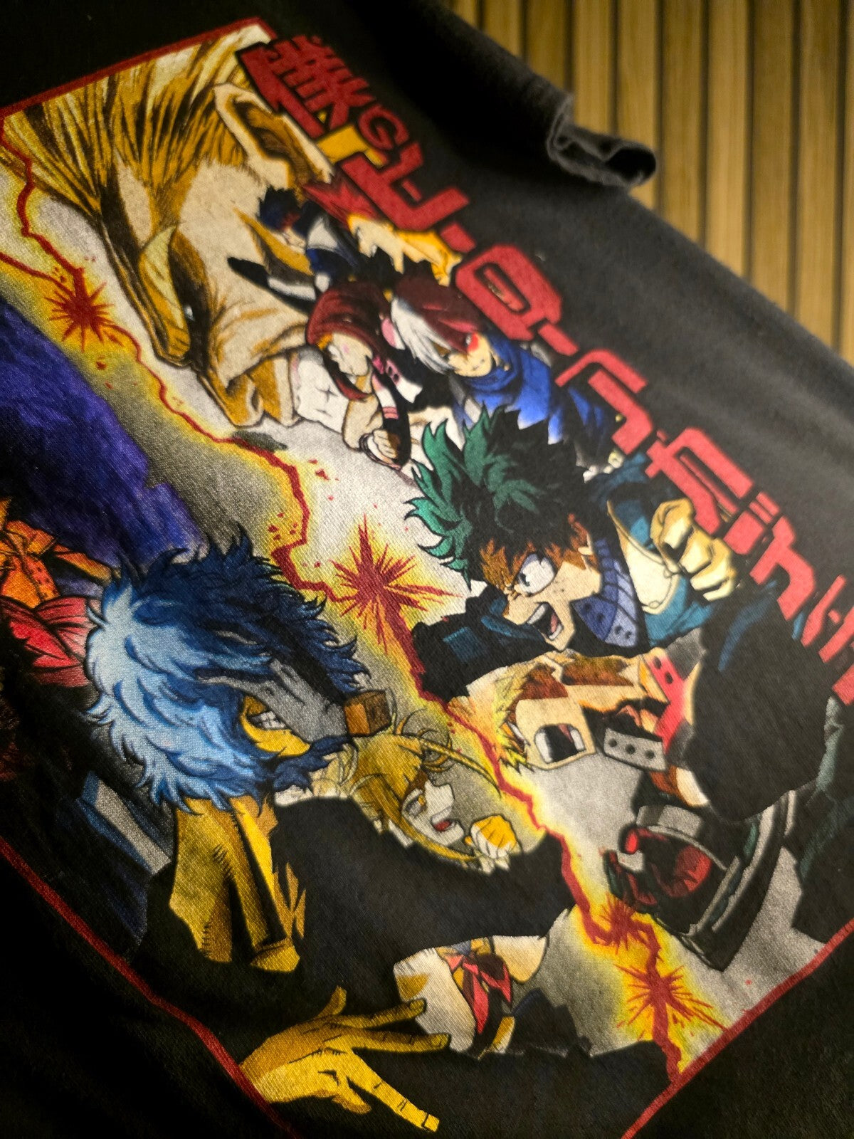 Custom Anime My Hero Academia Battle Graphic Black T-Shirt Size S