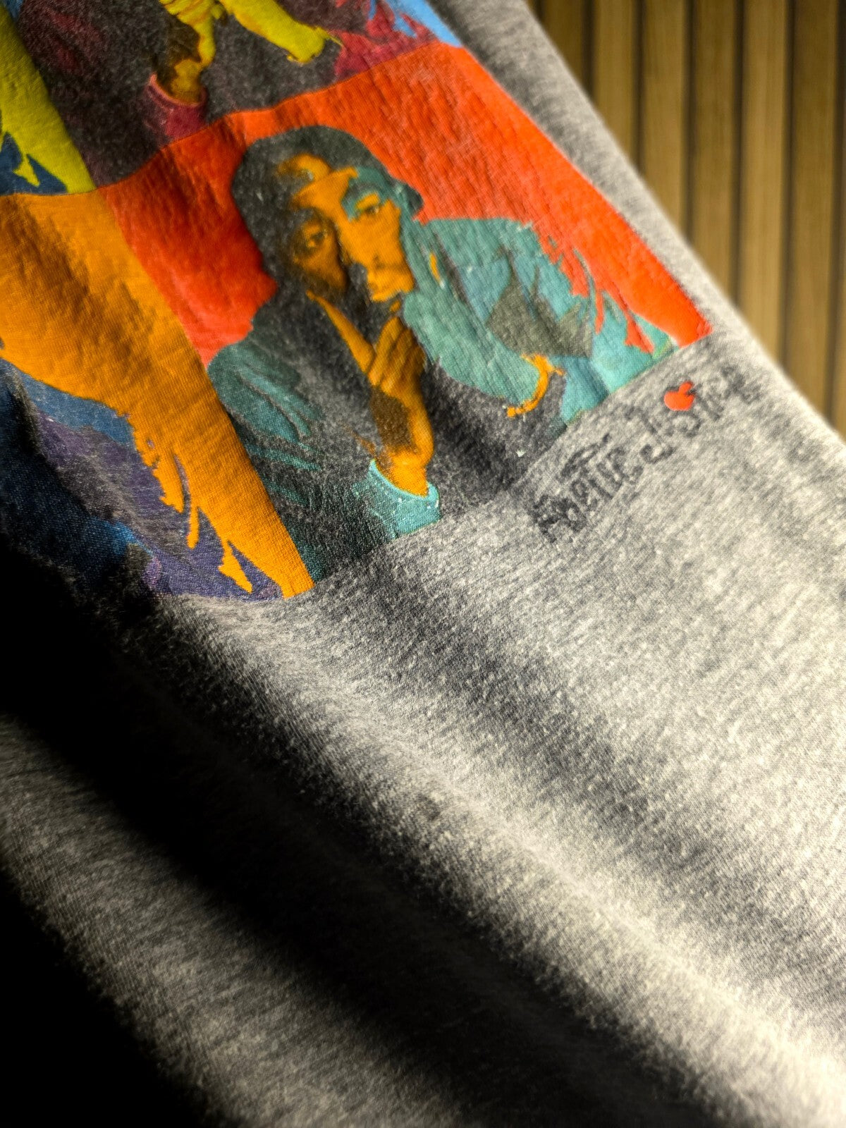 Justice Men's Graphic T-Shirt Tupac Pop Art Grey M