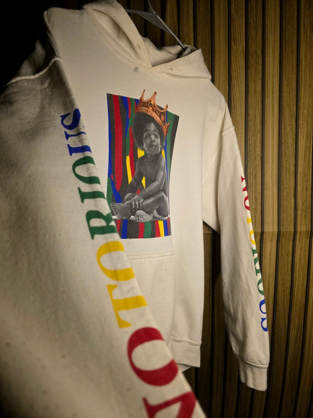 Notorious B.I.G. Baby Graphic Hoodie Cream Medium