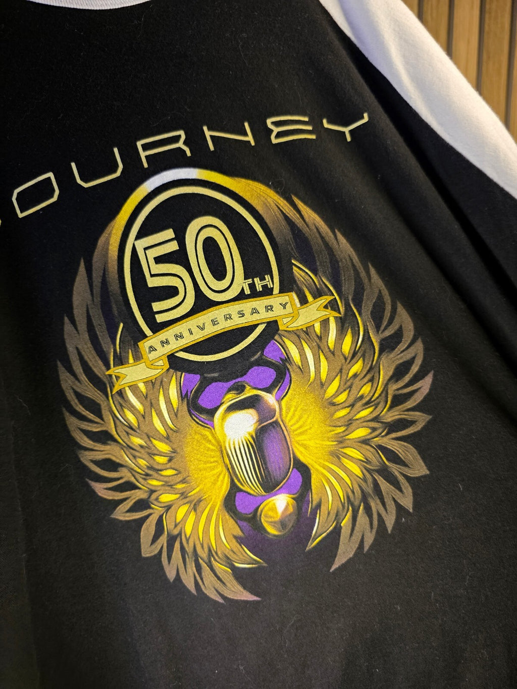 Journey 50th Anniversary Raglan Sleeve T-Shirt Black White XXL