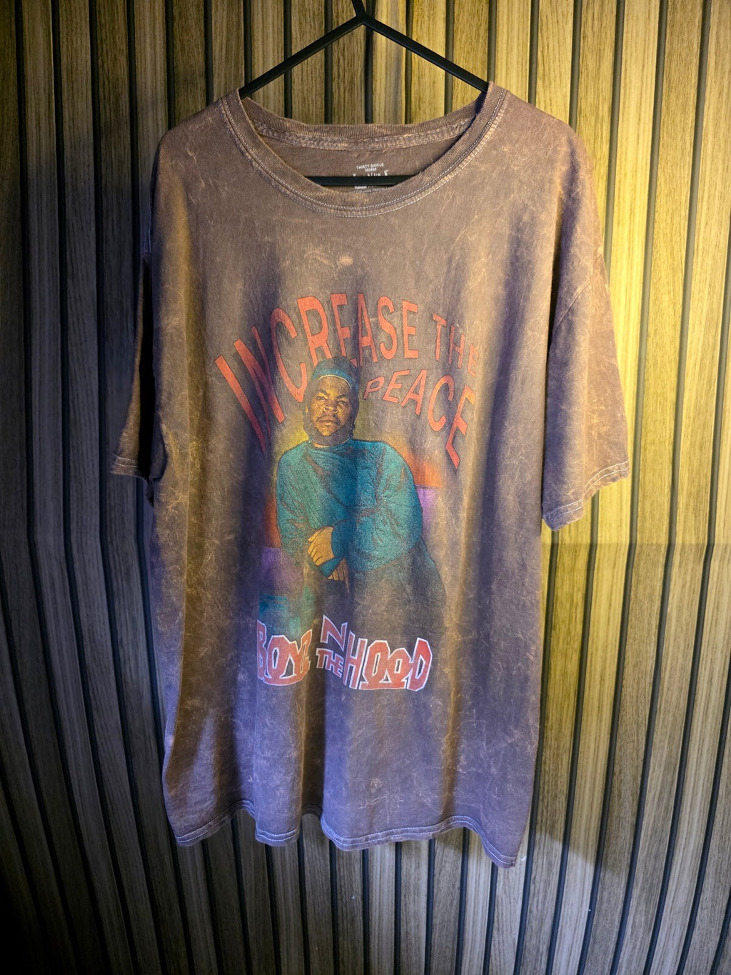 Increase The Peace Vintage Style Graphic T-Shirt Brown Large