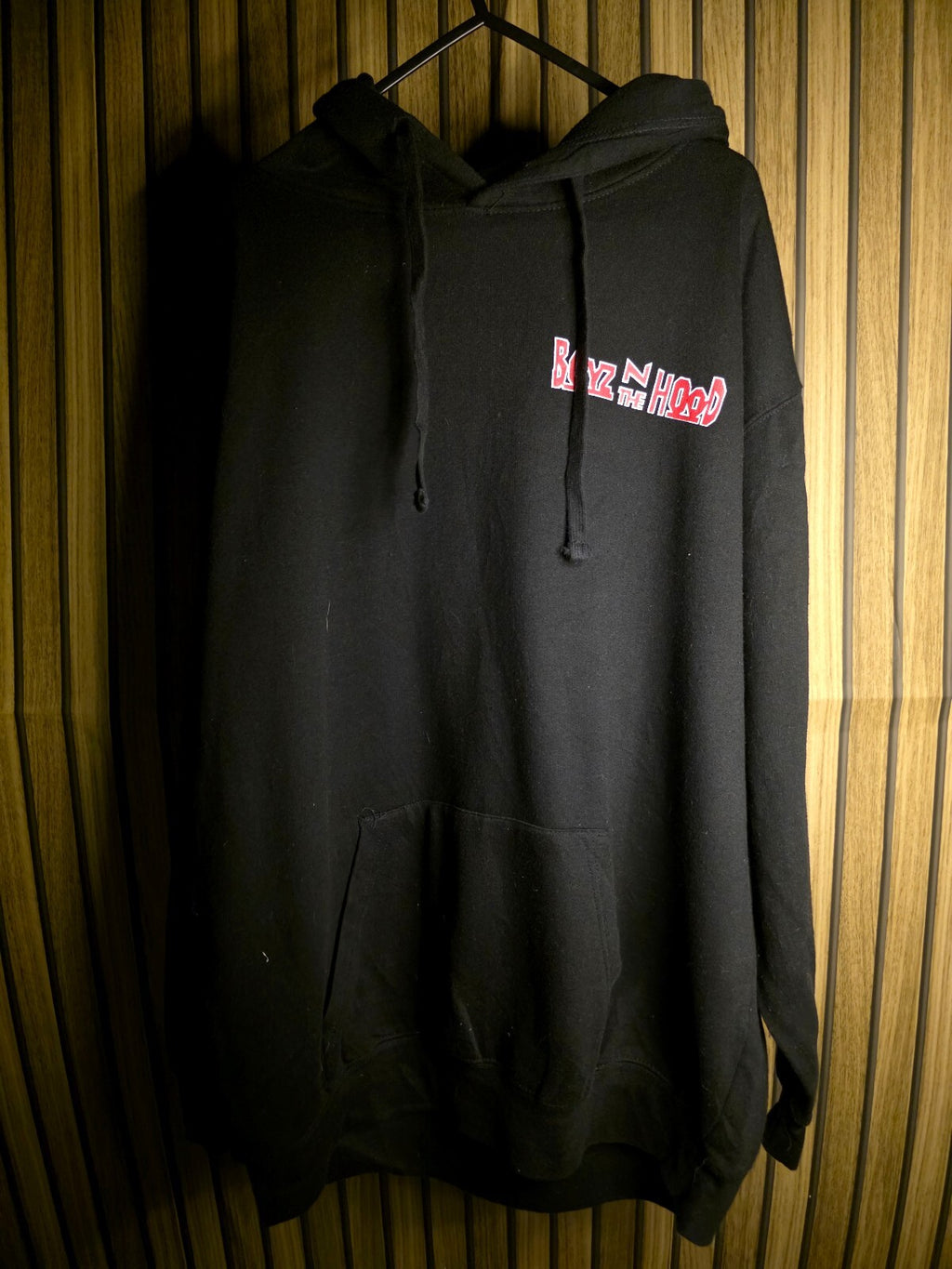 Boyz N The Hood Black Hoodie with Front and Back Print Red Logo Large