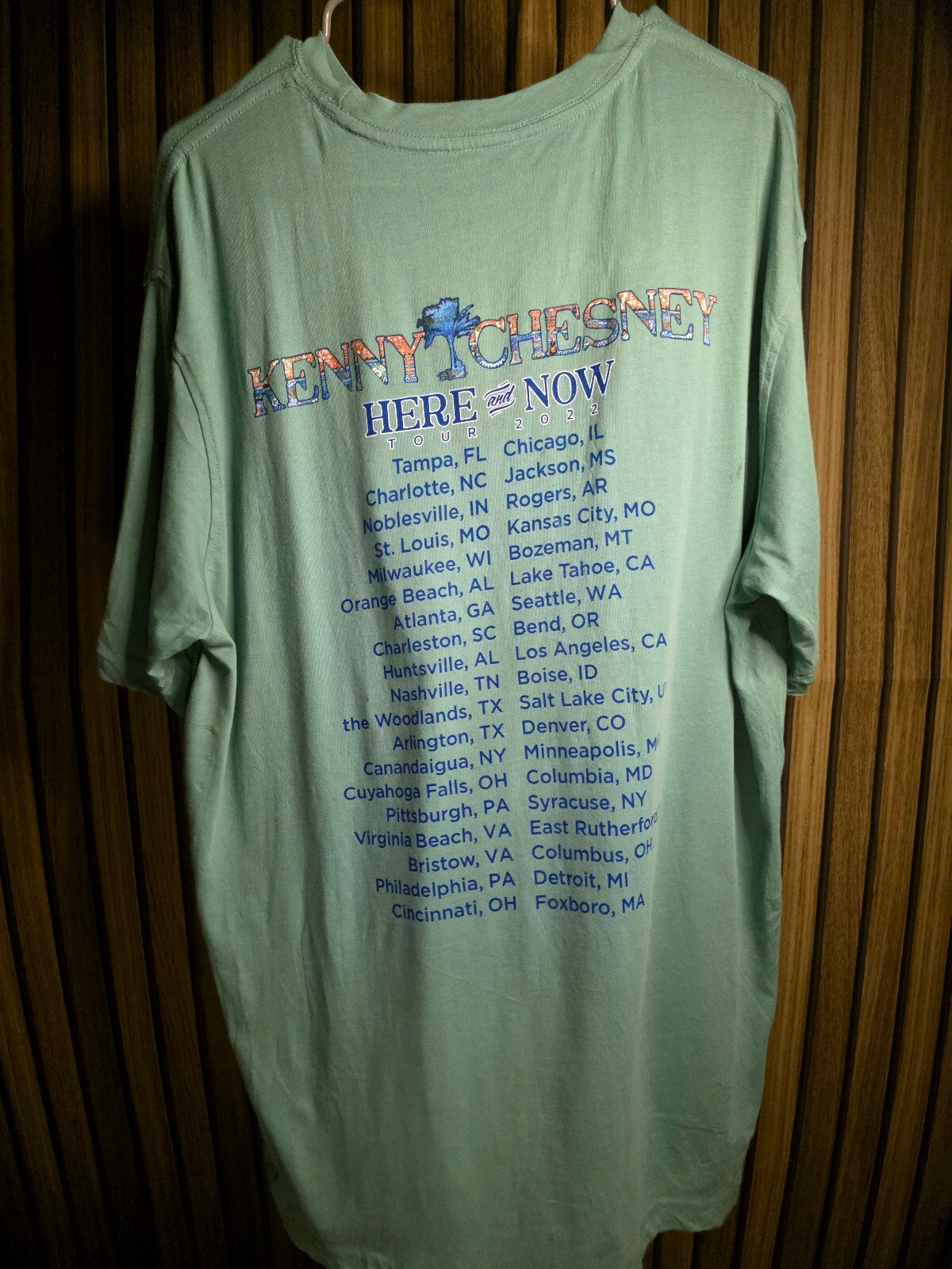 No Shoes Nation Kenny Chesney Here and Now Tour 2022 T-Shirt Green Large