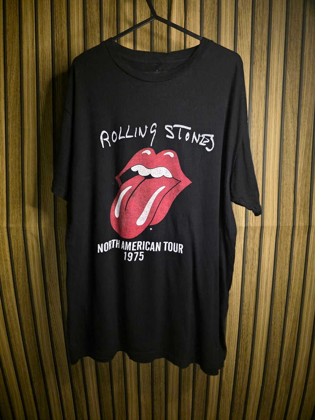 The Rolling Stones North American Tour 1975 Black Cotton T-Shirt Size L