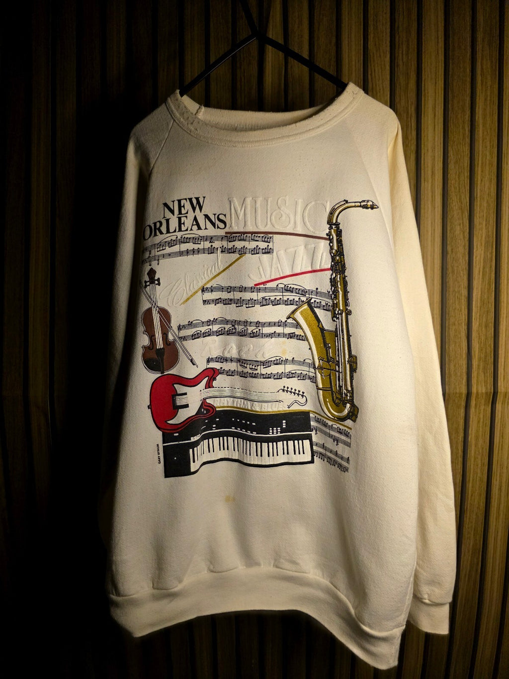 1980's Vintage Alore New Orleans Music Sweatshirt Cream Large