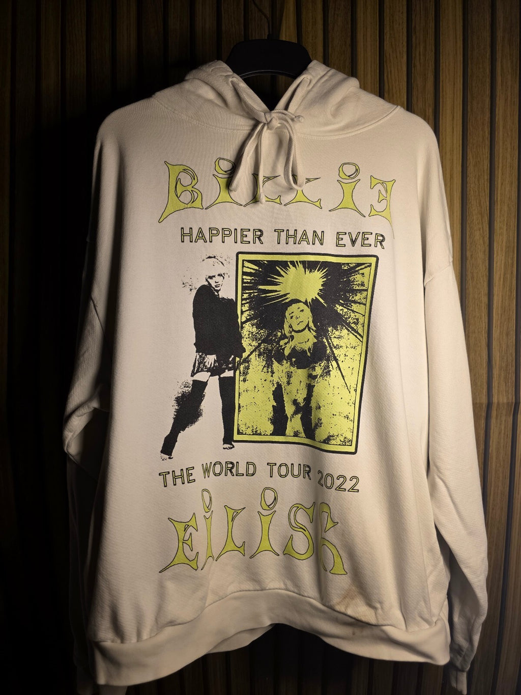 Billie Eilish Happier Than Ever World Tour 2022 Hoodie Cream Large