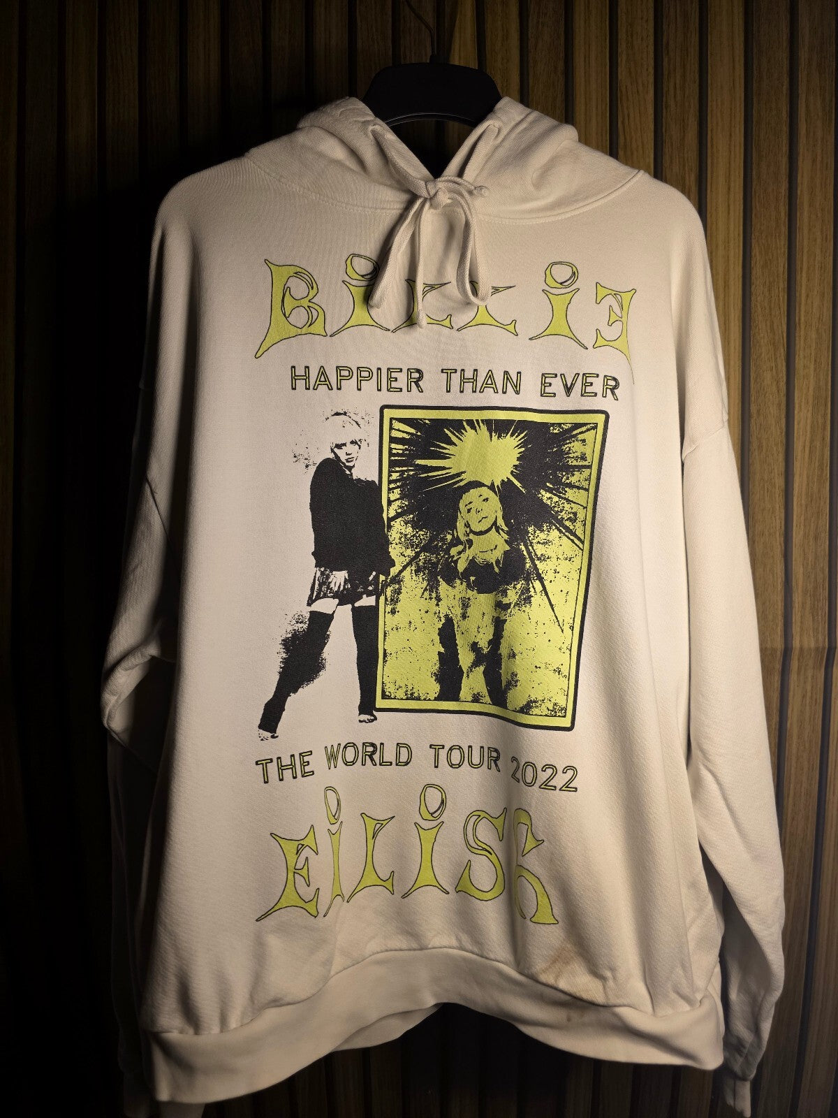 Billie Eilish Happier Than Ever World Tour 2022 Hoodie Cream Large