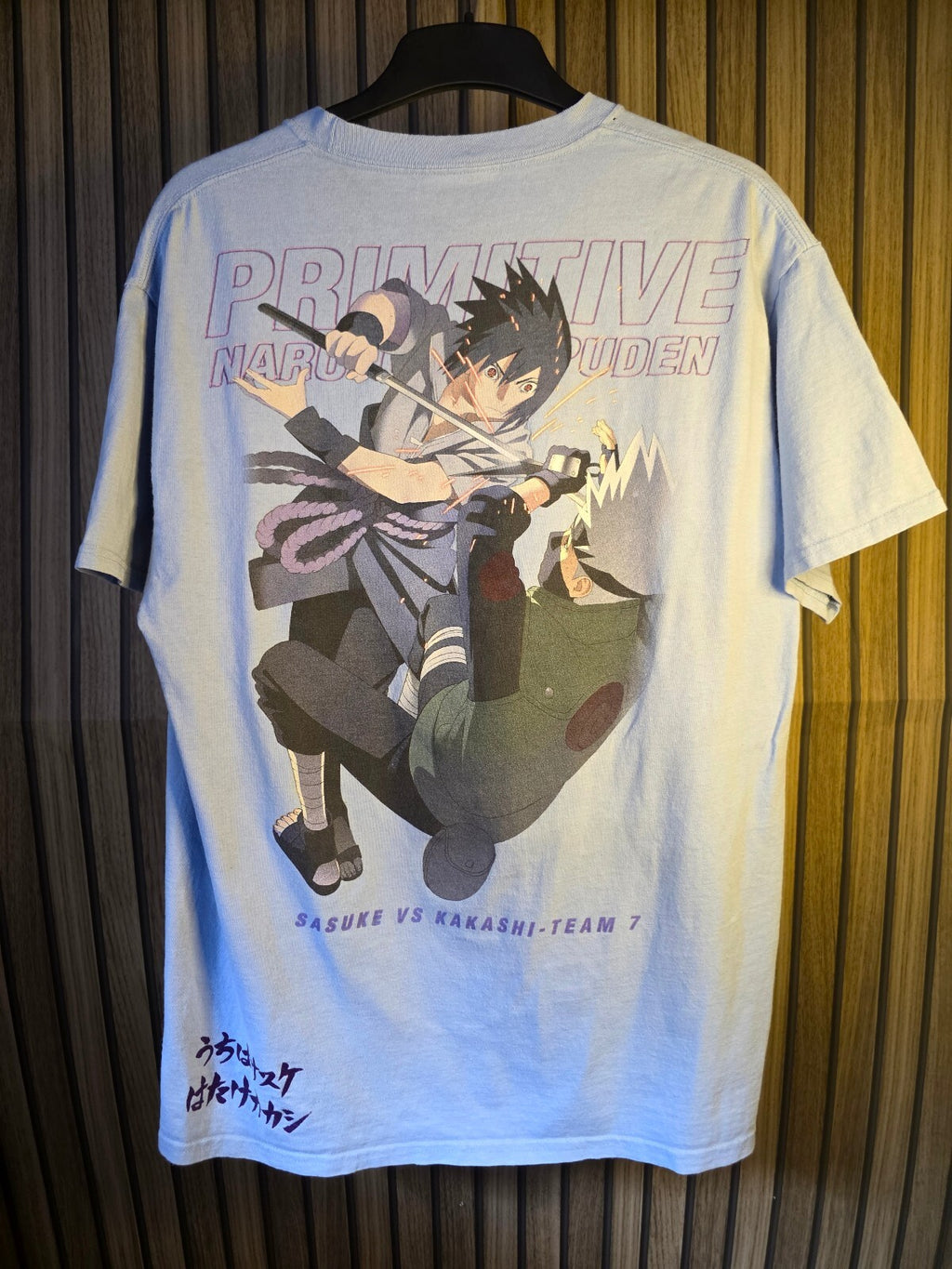 Primitive Naruto Shippuden Sasuke vs Kakashi Graphic T-Shirt Light Blue Large