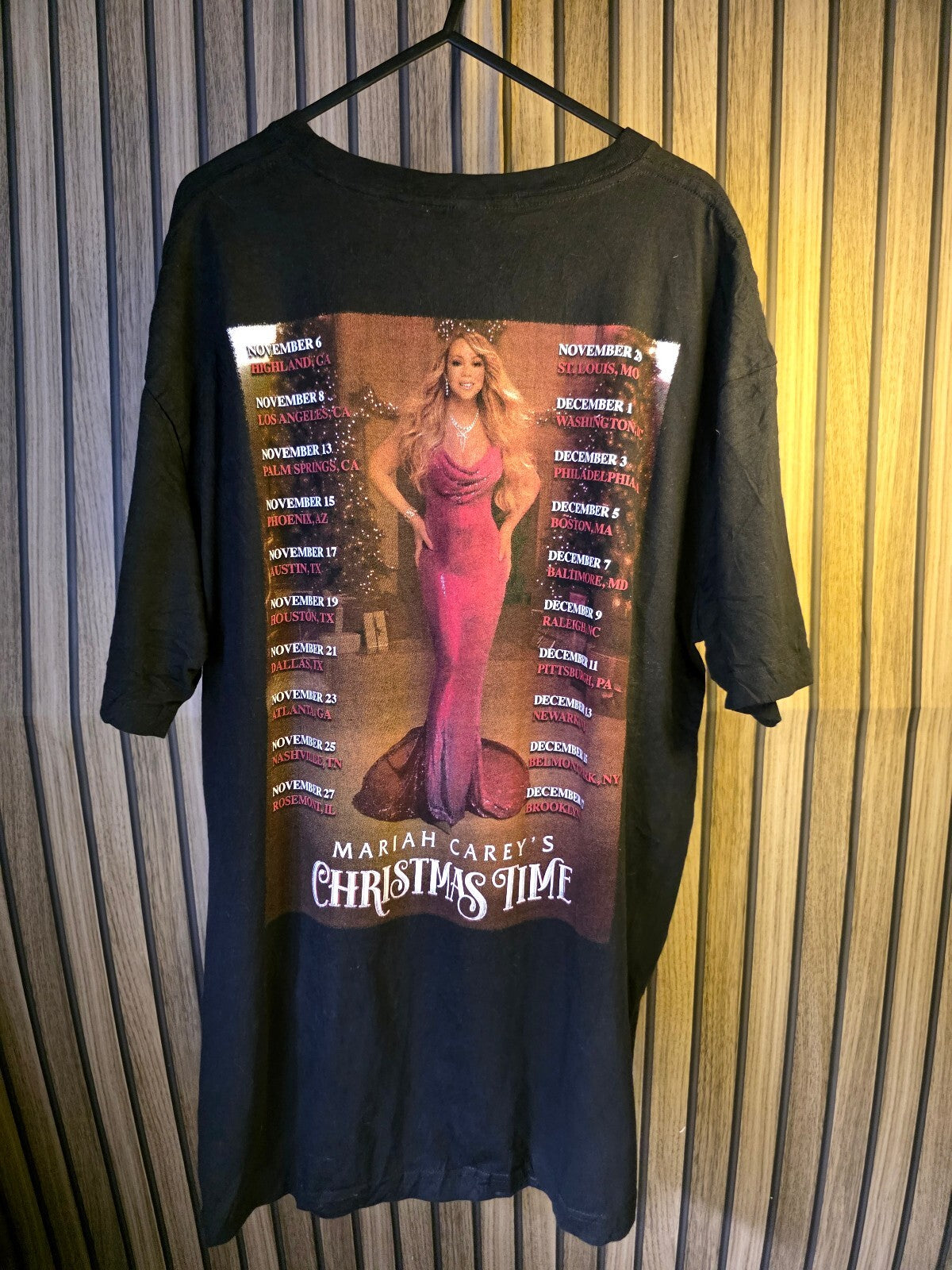 Mariah Carey Christmas To All Black Tour T-Shirt Size XL
