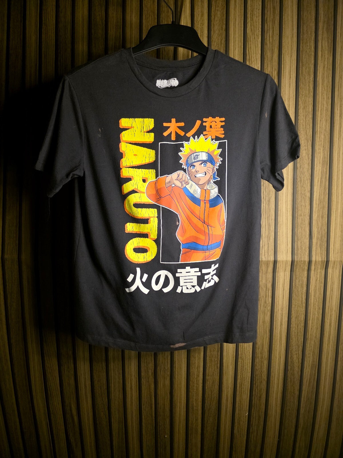 Naruto Graphic T-Shirt Black Large Anime Character Print