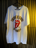 Leaders Screen Print Rolling Stones Tongue Logo White T-Shirt Size L