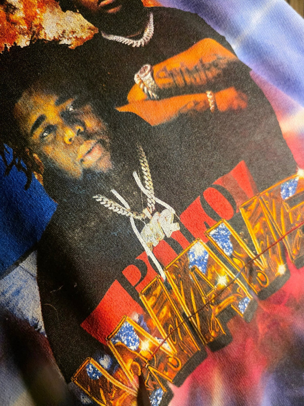 Fruit of the Loom Rod Wave Beautiful Mind Tie-Dye Hoodie Red Blue Size Large
