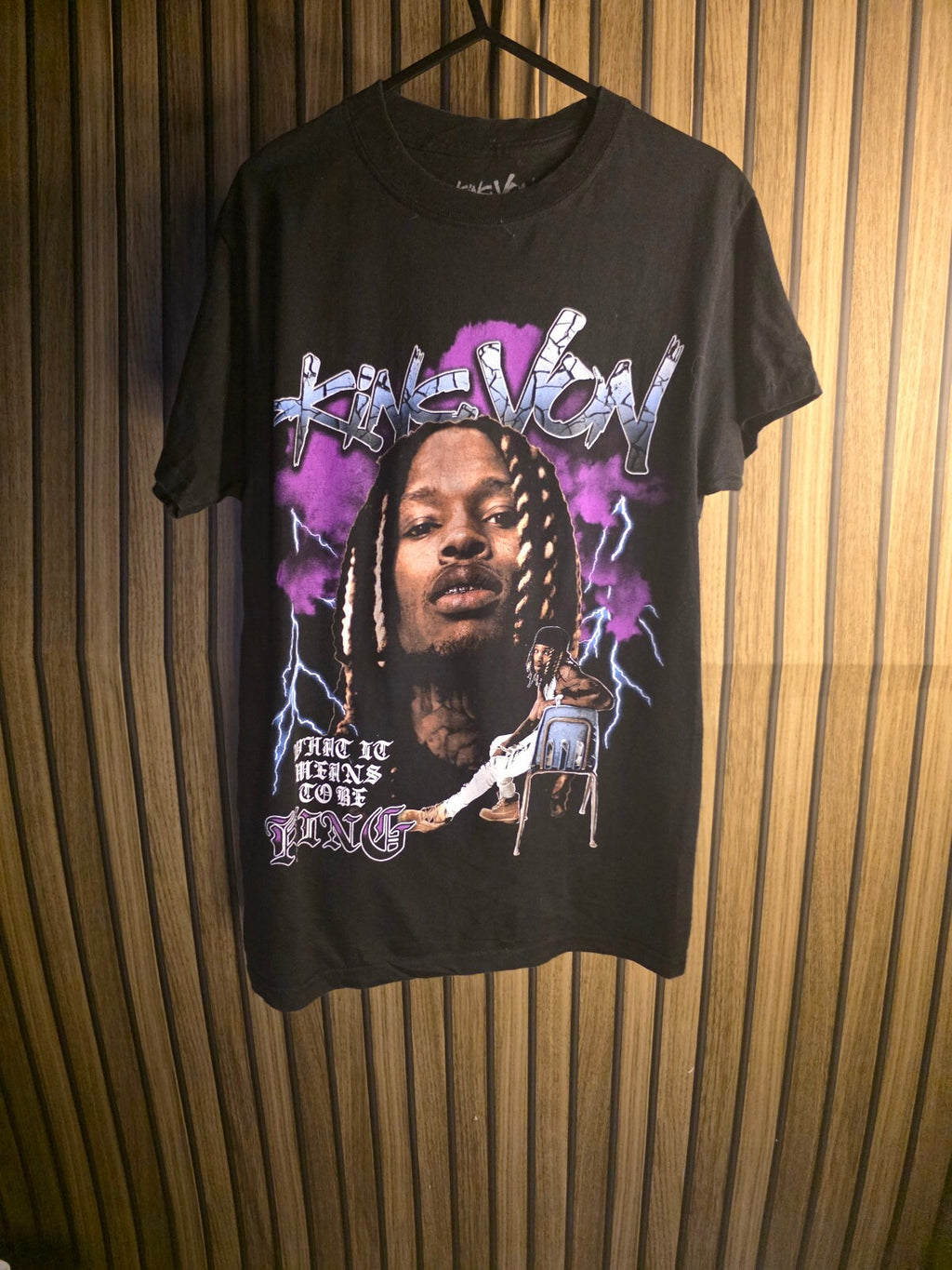 King Von Graphic T-Shirt Purple Black Small