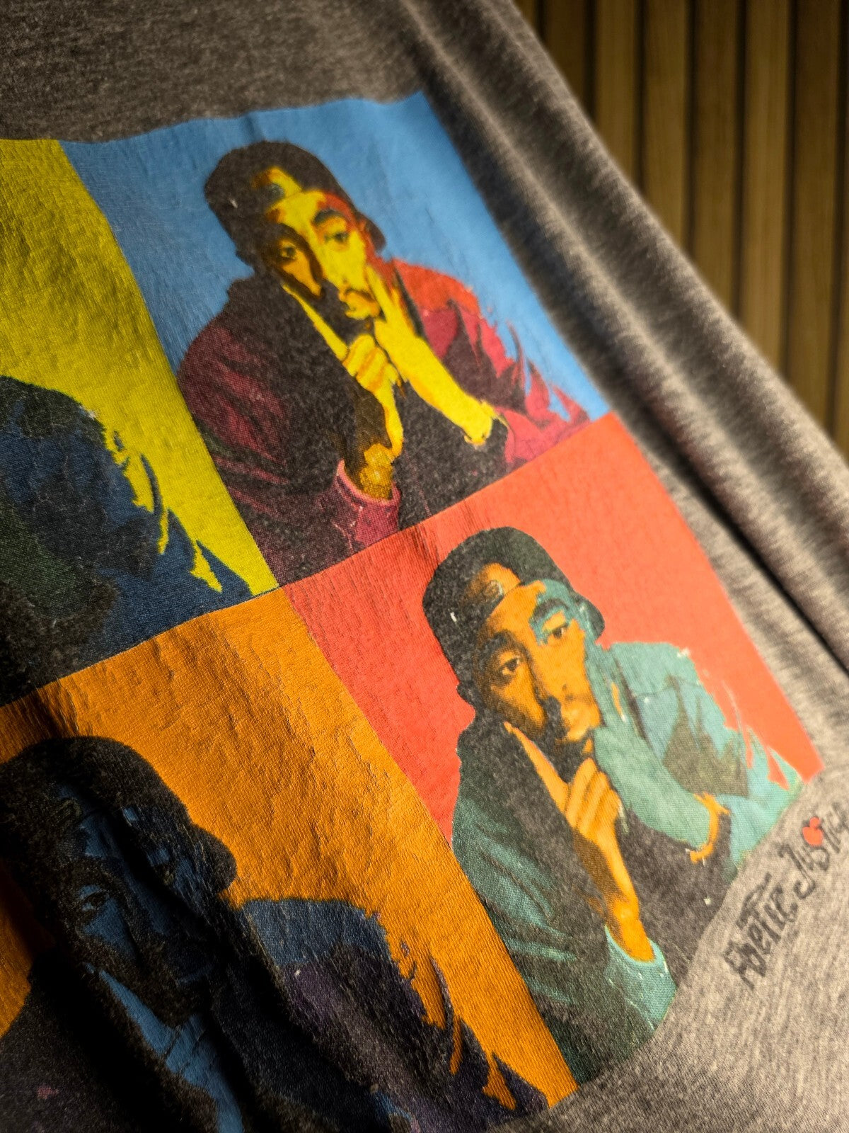 Justice Men's Graphic T-Shirt Tupac Pop Art Grey M