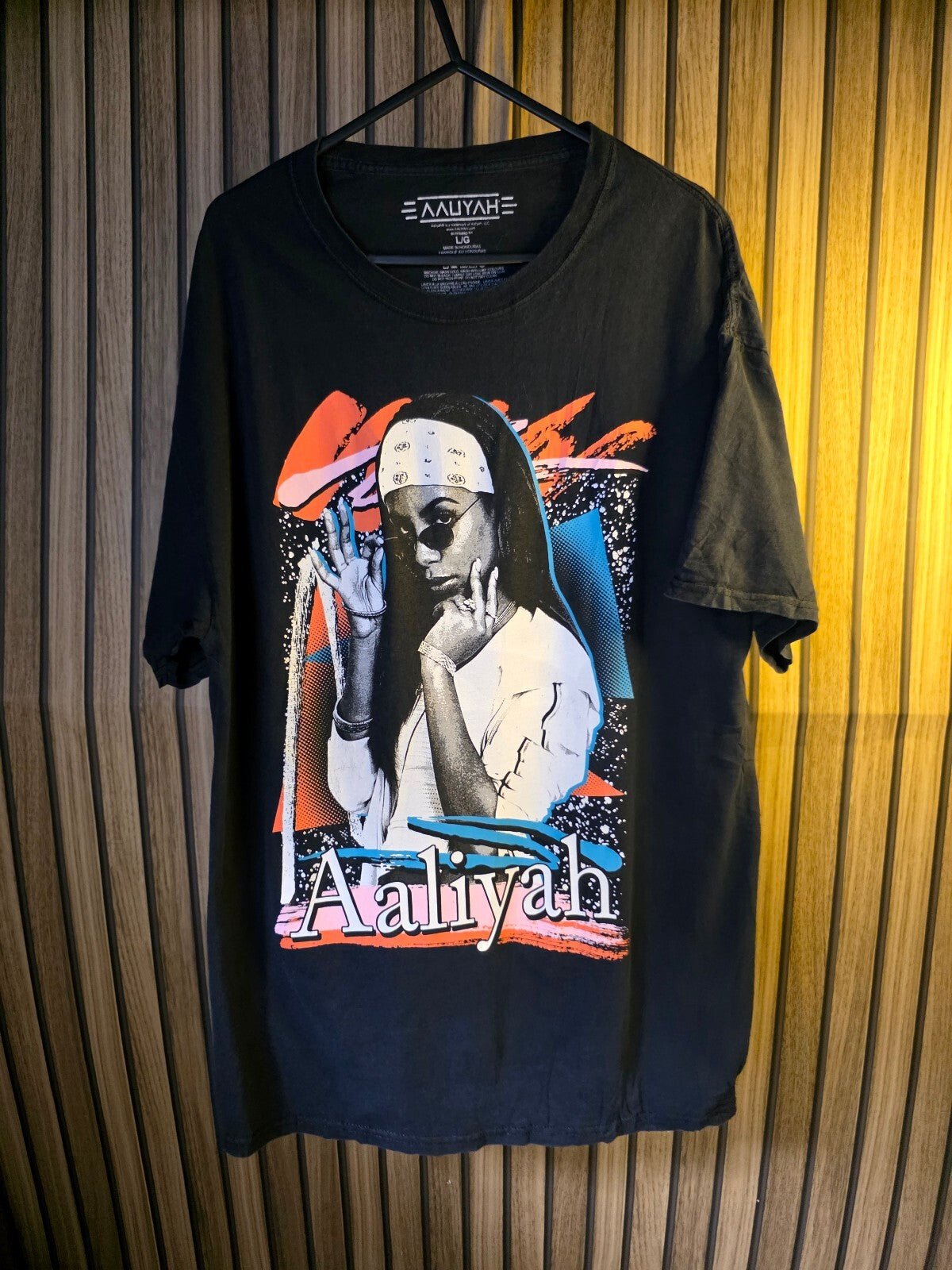 Aaliyah Graphic T-Shirt Black Cotton Large