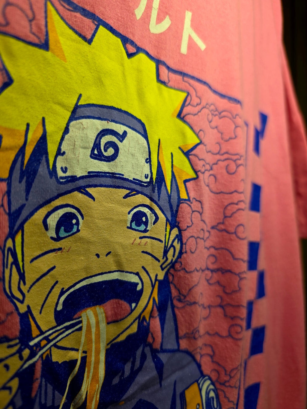 Naruto Shippuden Graphic T-shirt Pink Size XL Cracking Print