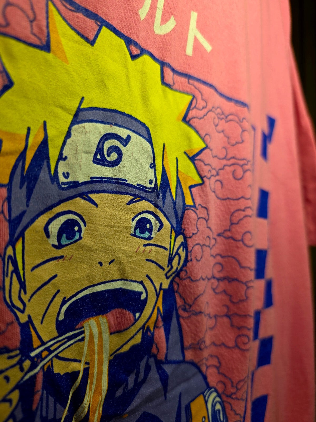 Naruto Shippuden Graphic T-shirt Pink Size XL Cracking Print