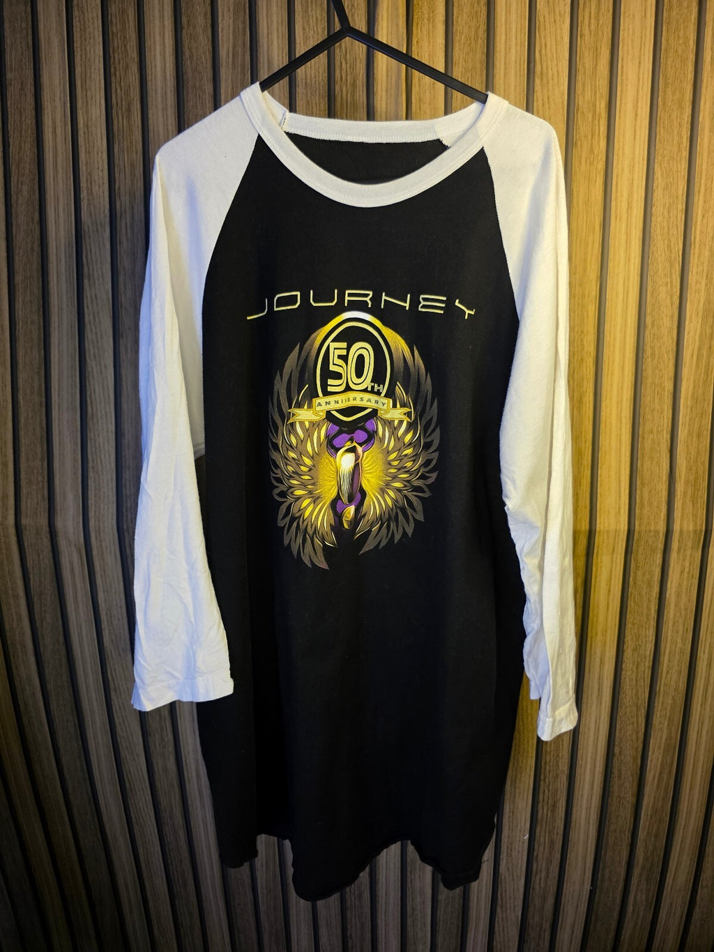 Journey 50th Anniversary Raglan Sleeve T-Shirt Black White XXL