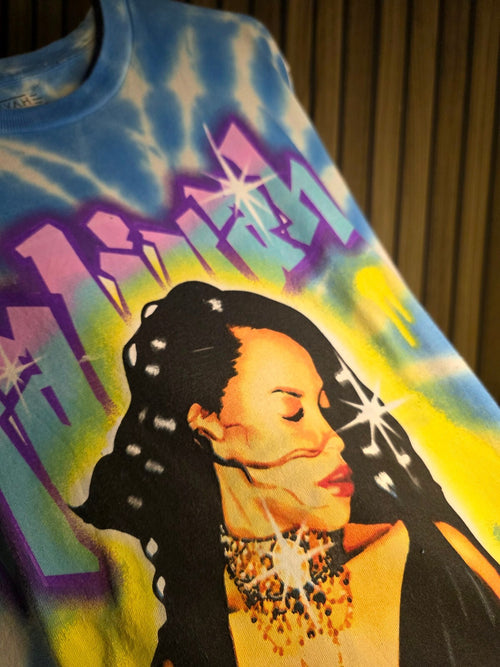 Aaliyah Tie-Dye Graphic T-Shirt Blue White Medium