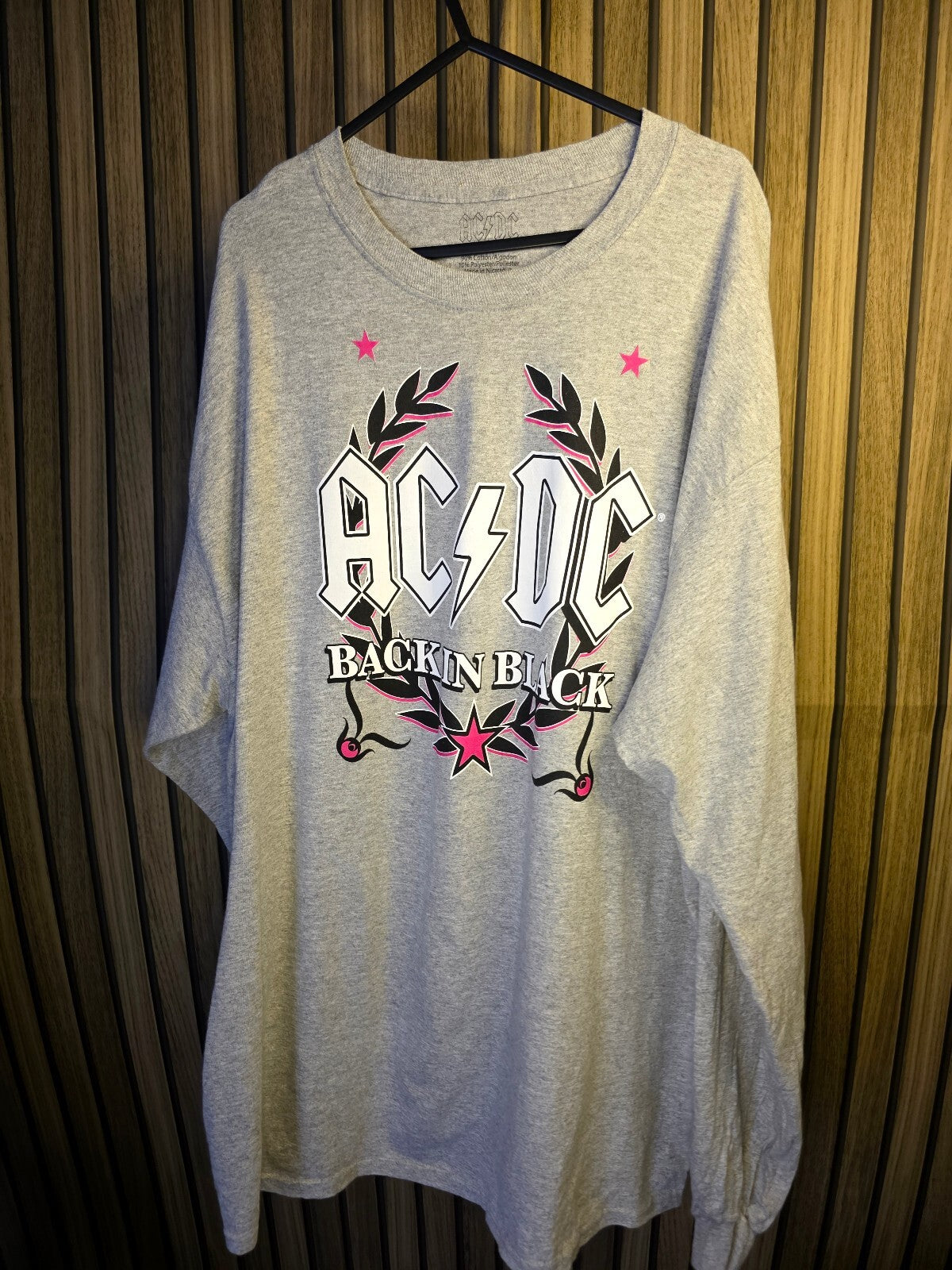 AC/DC Back In Black Grey Long Sleeve T-Shirt Size 2X