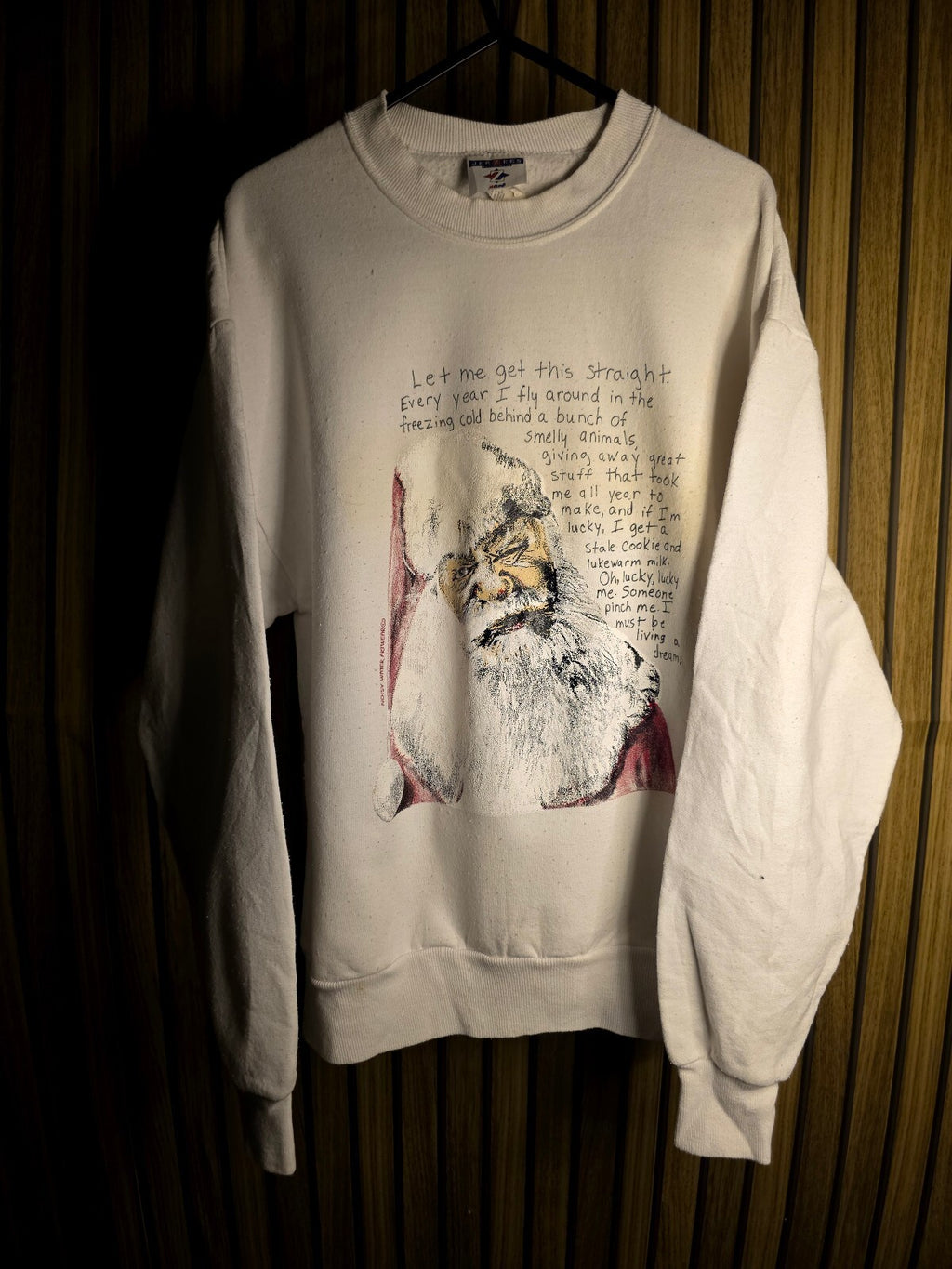 Jerzees White Santa Graphic Sweatshirt Size M