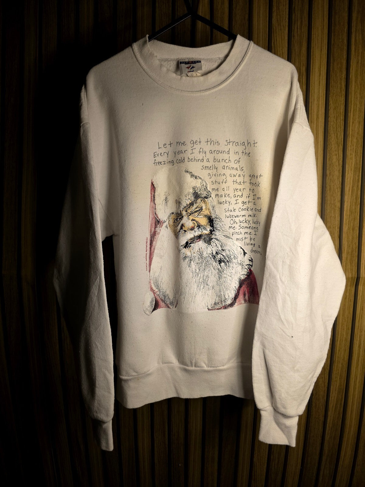 Jerzees White Santa Graphic Sweatshirt Size M