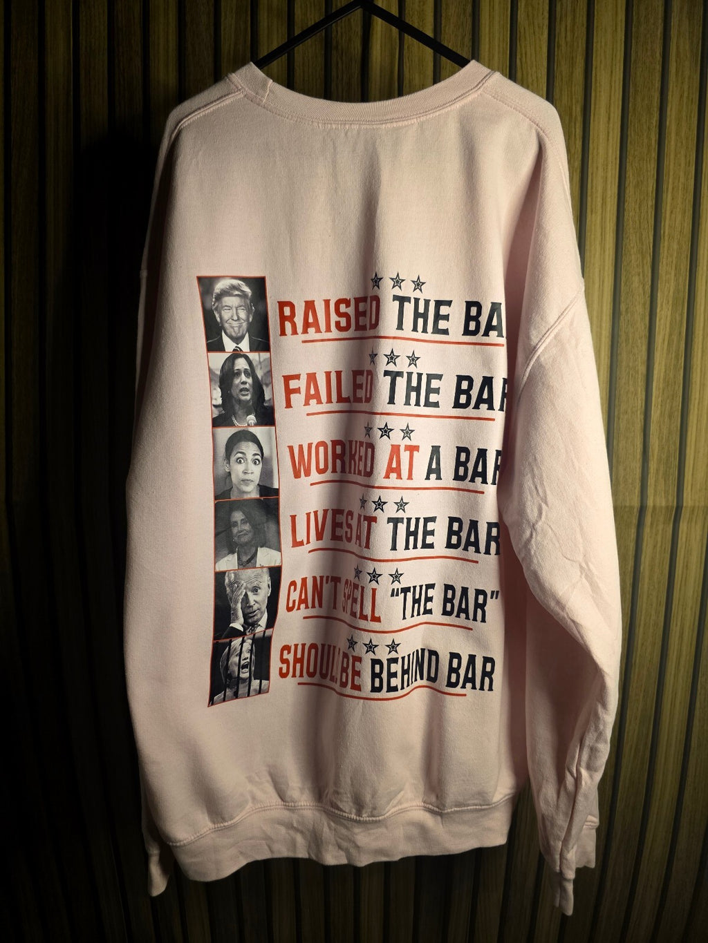 Gildan Trump 2024 Sweatshirt Pink Large Political Graphic