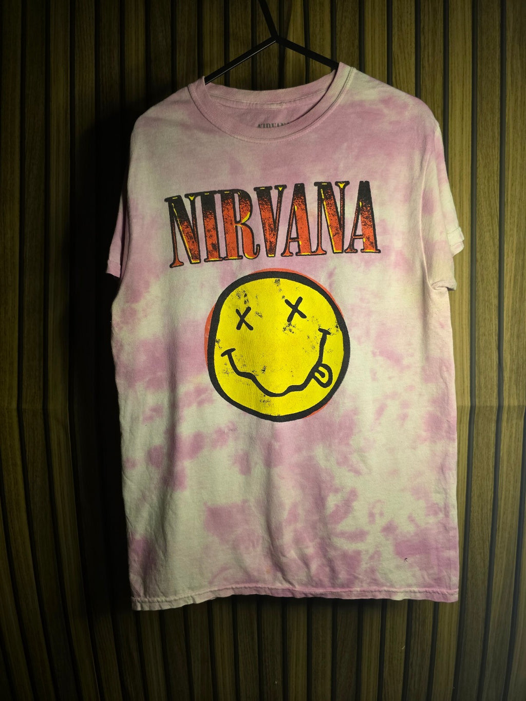 Nirvana Smiley Face Tie-Dye T-Shirt Pink Size S
