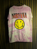 Nirvana Smiley Face Tie-Dye T-Shirt Pink Size S