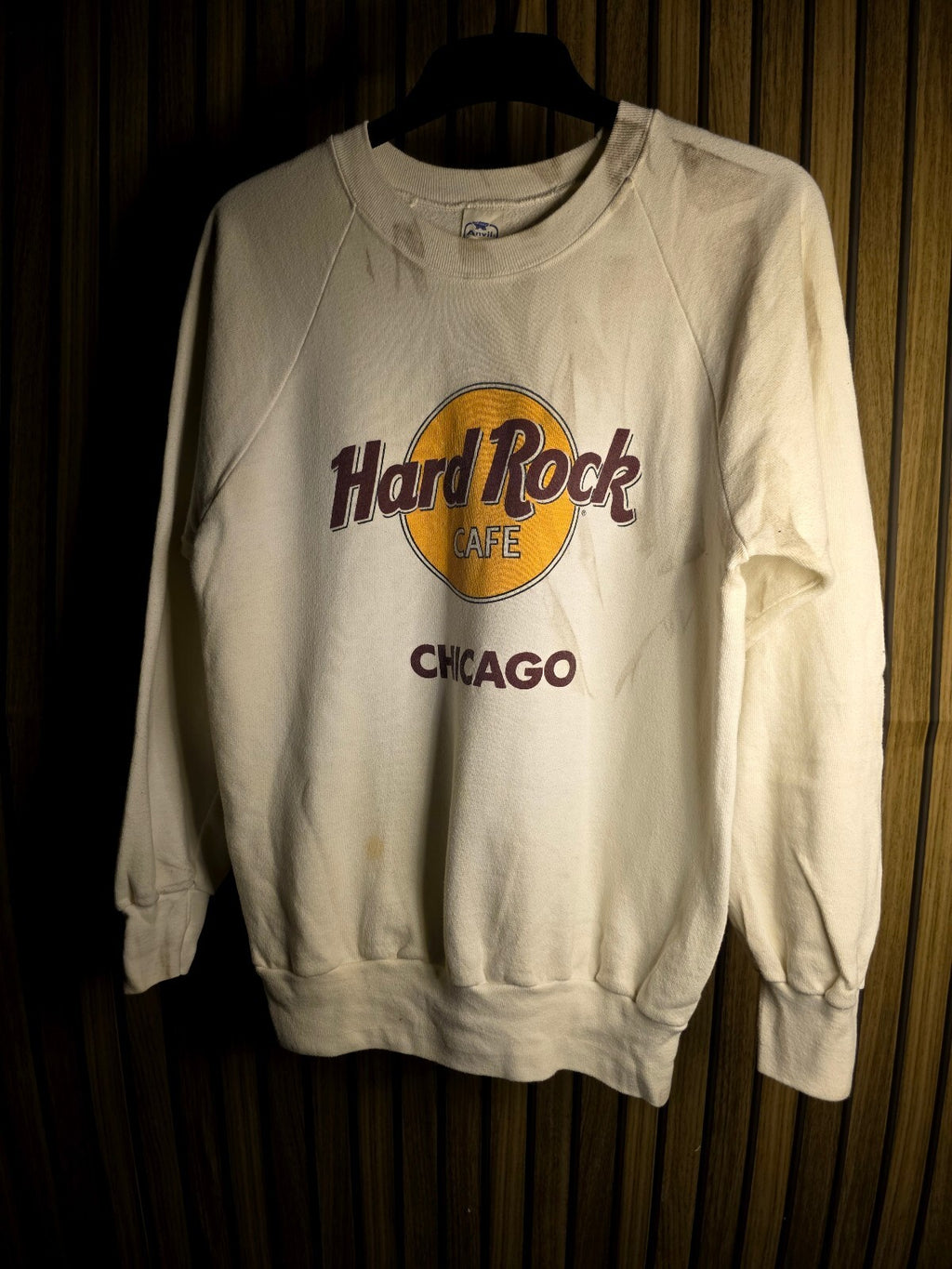 Anvil Hard Rock Cafe Chicago Sweatshirt Cream Medium