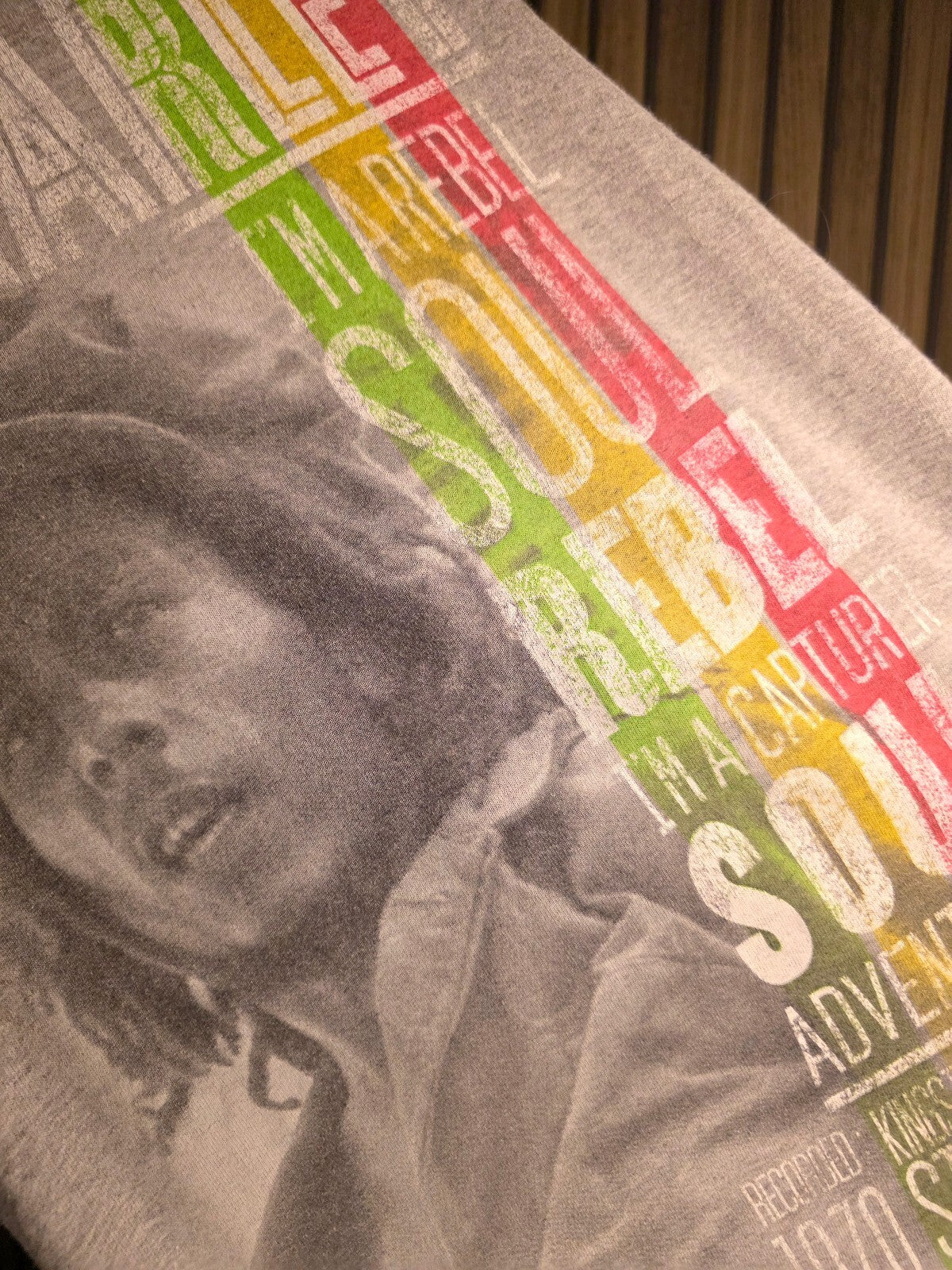 Zion Rockwear Bob Marley Soul Rebel Graphic T-Shirt Grey Small