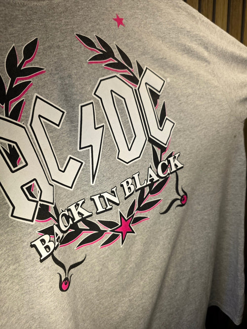 AC/DC Back In Black Grey Long Sleeve T-Shirt Size 2X
