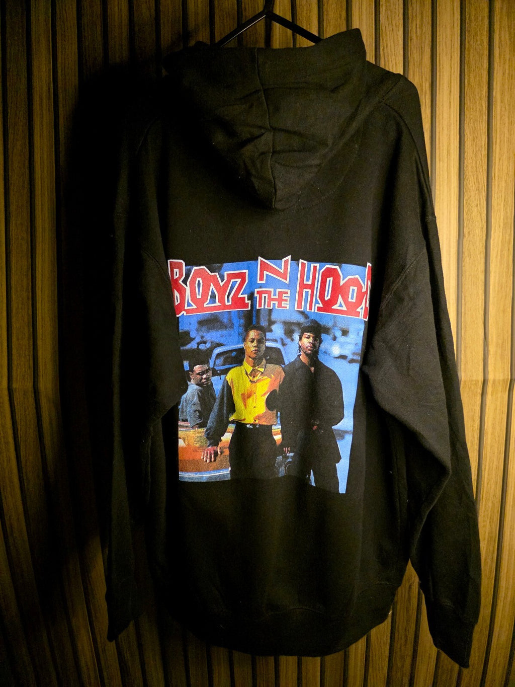Boyz N The Hood Black Hoodie with Front and Back Print Red Logo Large