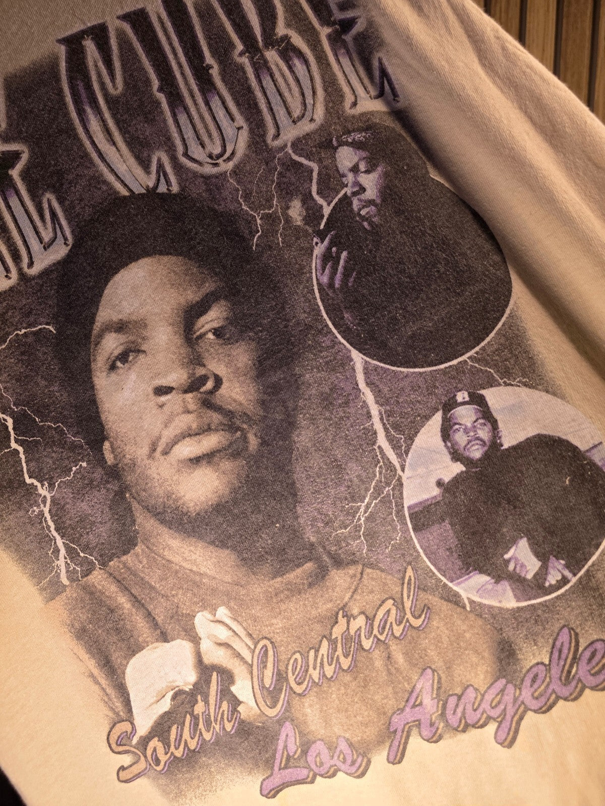 Ice Cube South Central Los Angeles Graphic T-Shirt Beige Small