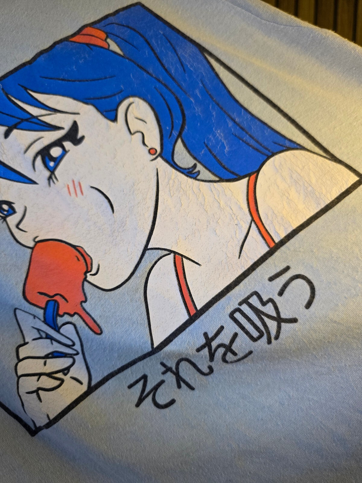 Spencers Anime Graphic T-Shirt Blue White Small