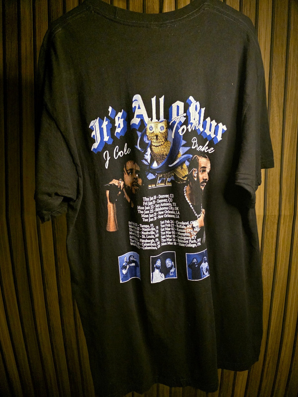 Drake x 21 Savage It's All A Blur Tour Black T-Shirt Size L