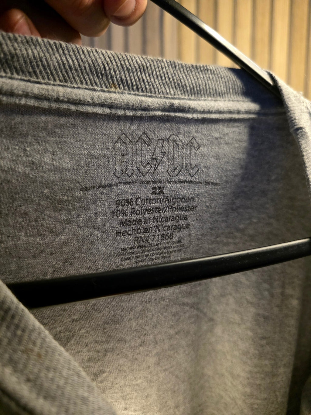 AC/DC Back In Black Grey Long Sleeve T-Shirt Size 2X