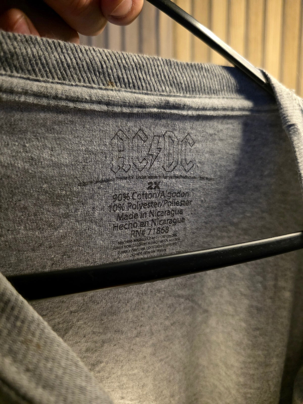 AC/DC Back In Black Grey Long Sleeve T-Shirt Size 2X